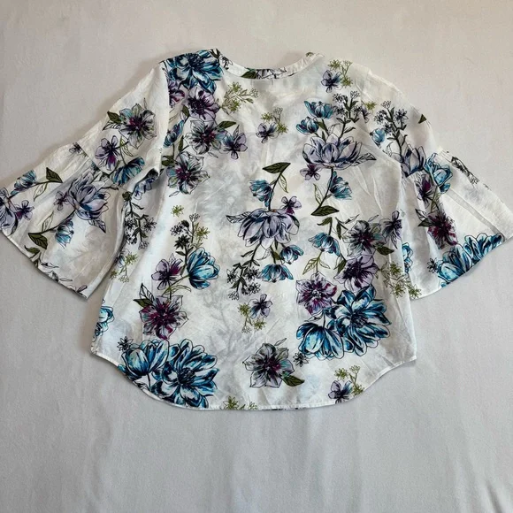 4pc set Van Heusen Women's Tops - Floral and Solid in Blue, Green, Cream Size L - Picture 13 of 16